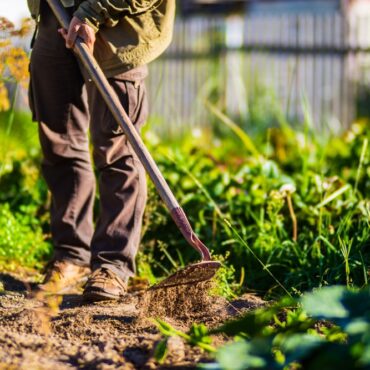 Farmer,Cultivating,Land,In,The,Garden,With,Hand,Tools.,Soil