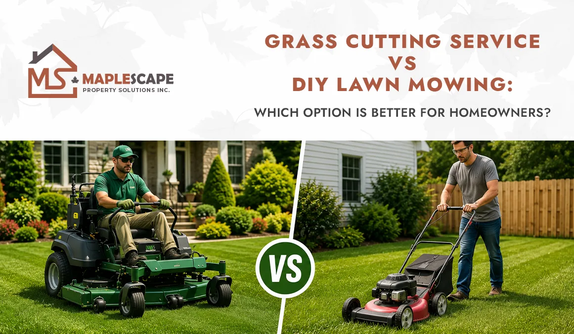 Grass Cutting Service vs DIY Lawn Mowing Which Option Is Better for Homeowners - MapleScape Property Solutions Inc